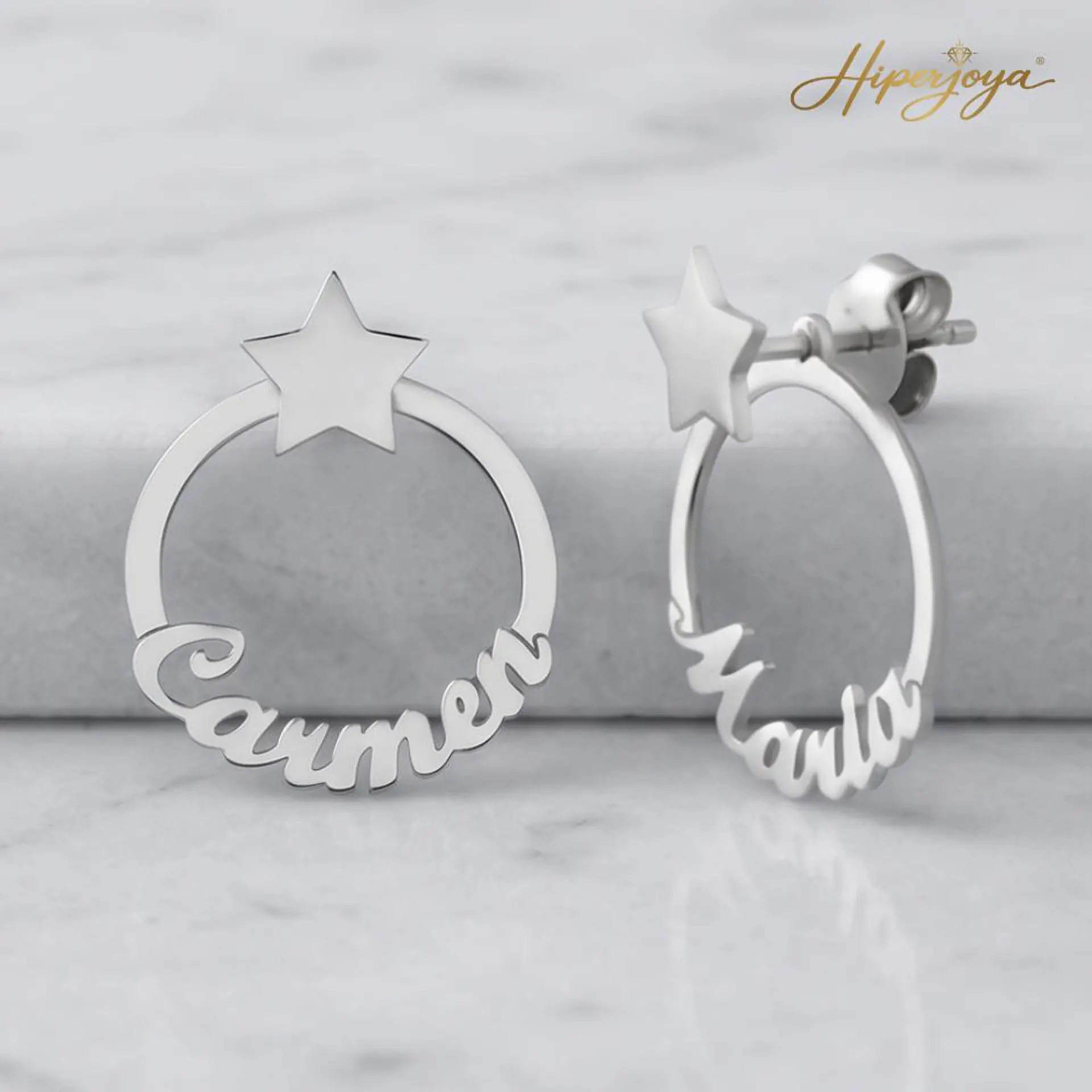 Pendiente personalizado con nombre en forma circular plata 3