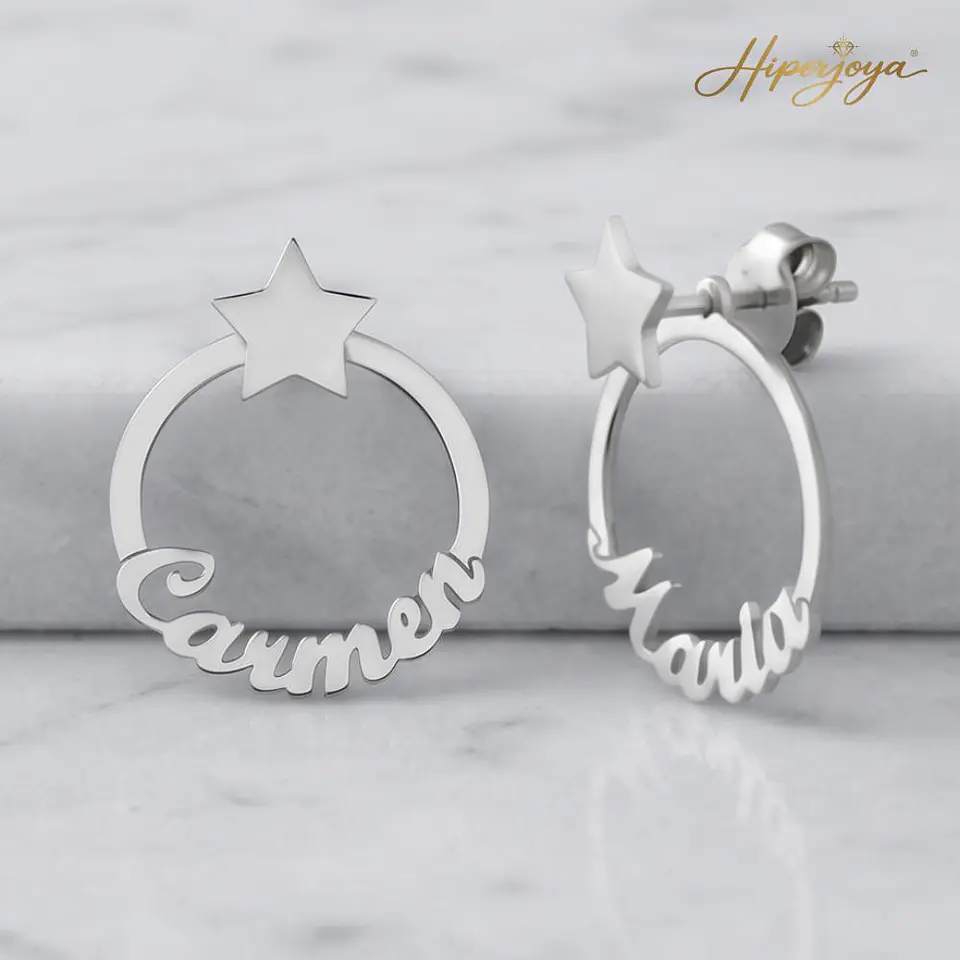 Pendiente personalizado con nombre en forma circular plata 3