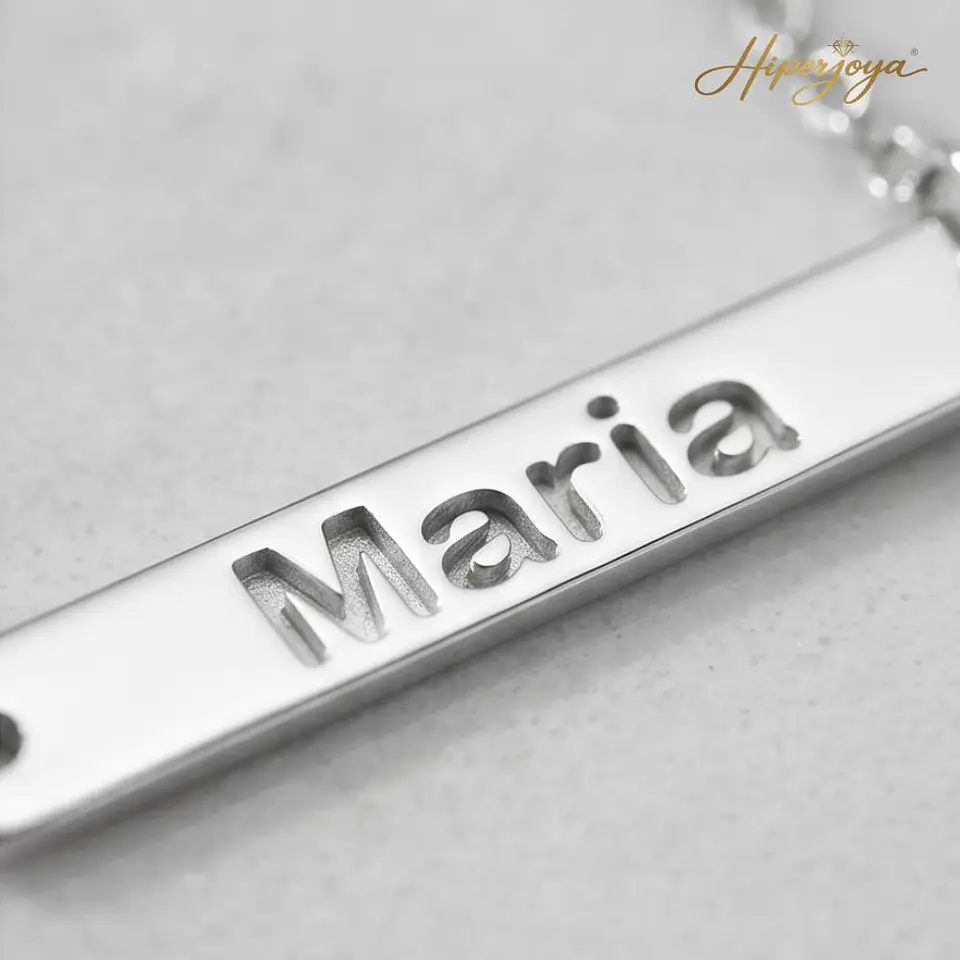 Gargantilla personalizada chapa con nombre plata  3