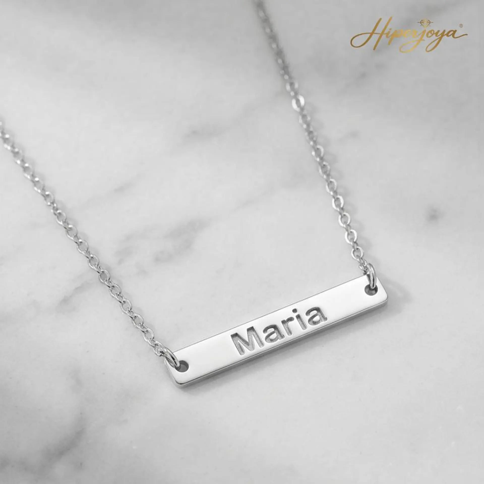 Gargantilla personalizada chapa con nombre plata  5