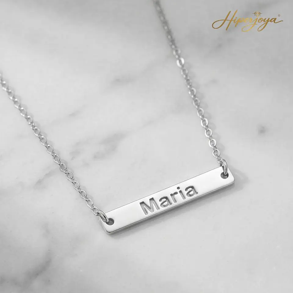 Gargantilla personalizada chapa con nombre plata  5