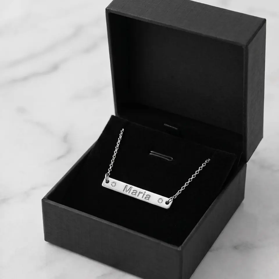 Gargantilla personalizada chapa con nombre plata  6