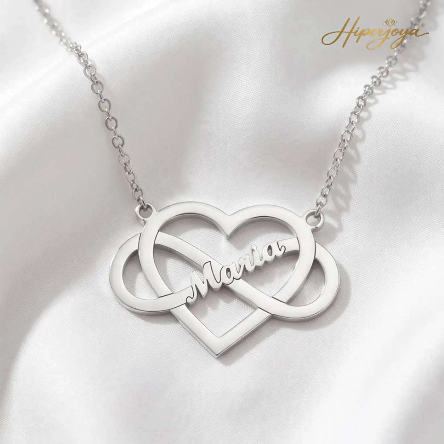 Gargantilla personalizada infinito y corazón con nombre plata  5