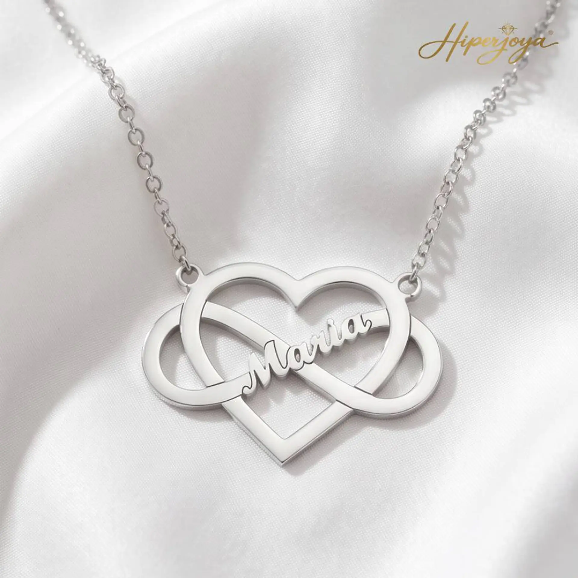 Gargantilla personalizada infinito y corazón con nombre plata  5
