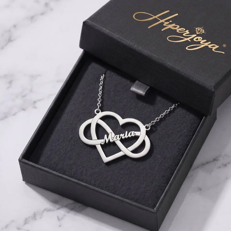 Gargantilla personalizada infinito y corazón con nombre plata  7