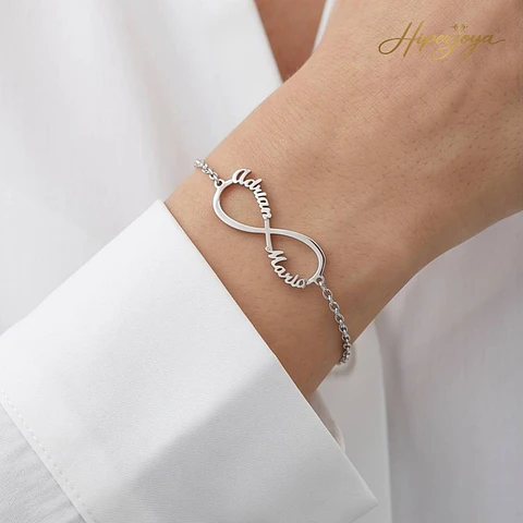 Pulsera personalizada infinito con nombre plata