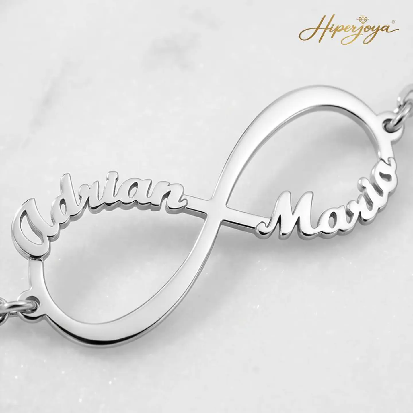 Pulsera personalizada infinito con nombre plata 3