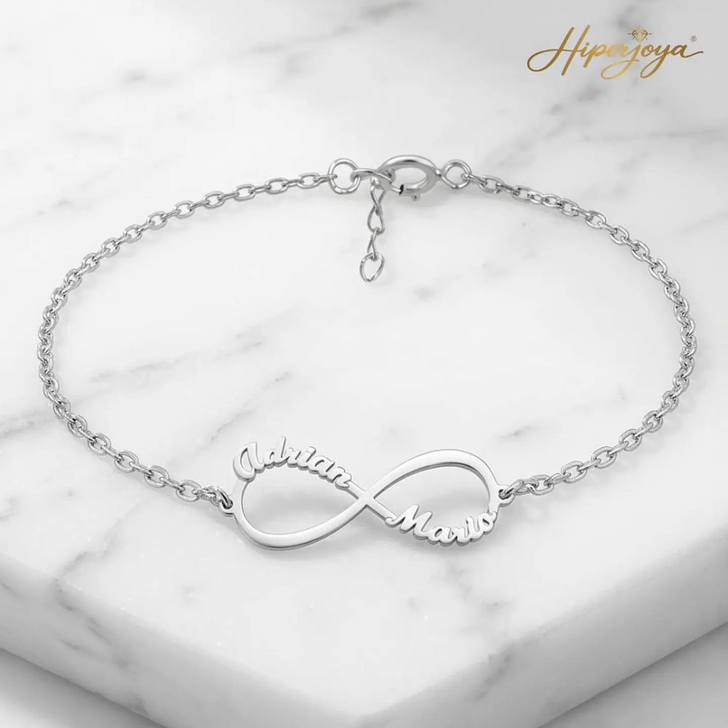 Pulsera personalizada infinito con nombre plata 5