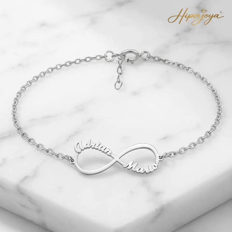 Pulsera personalizada infinito con nombre plata 5