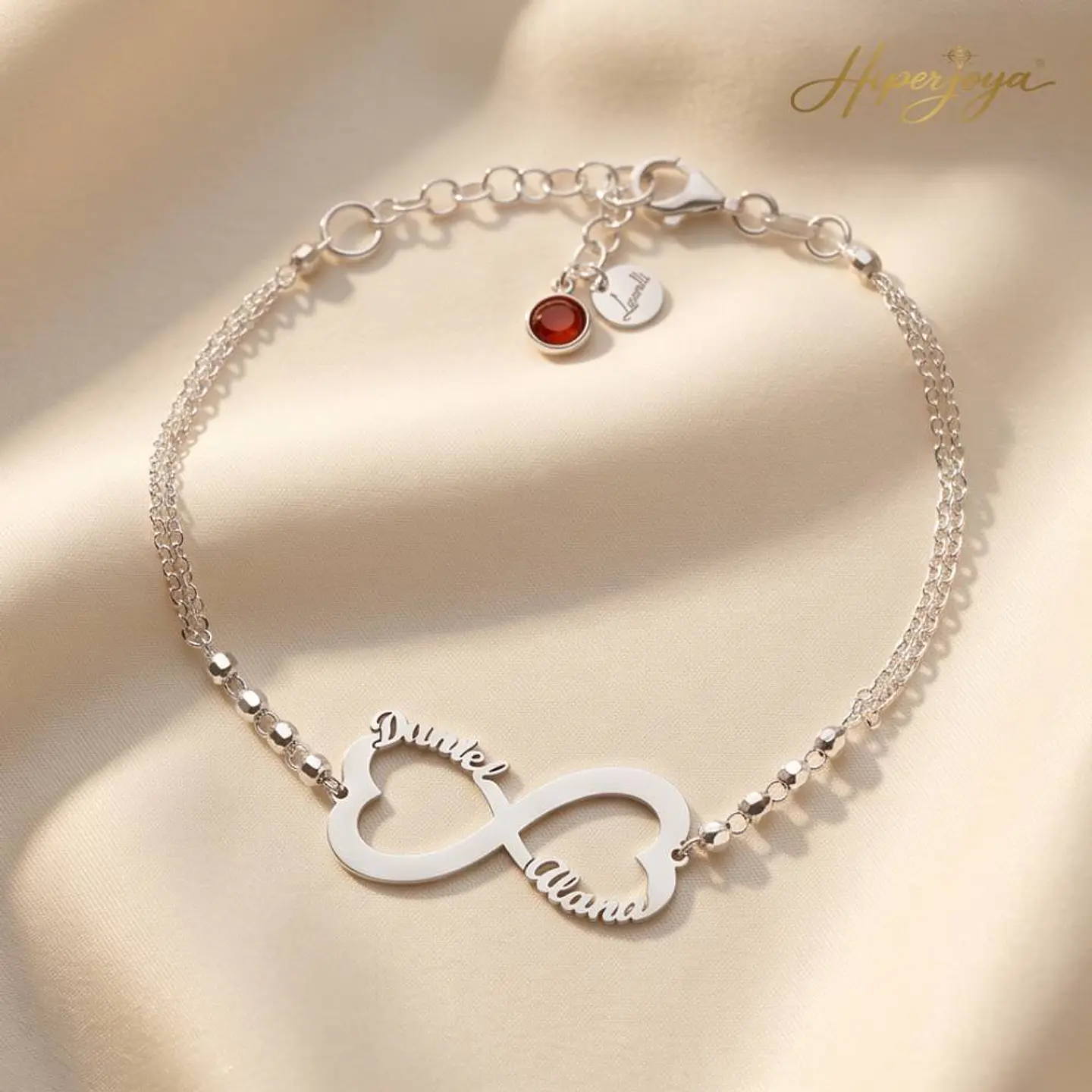Pulsera personalizada infinito y nombres plata 3