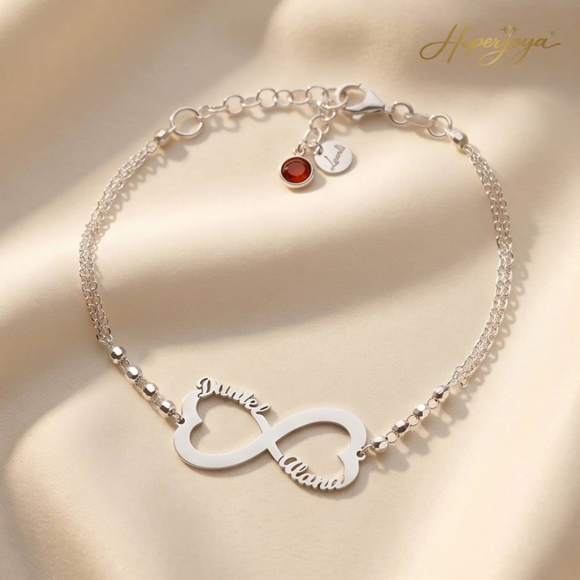 Pulsera personalizada infinito y nombres plata 3