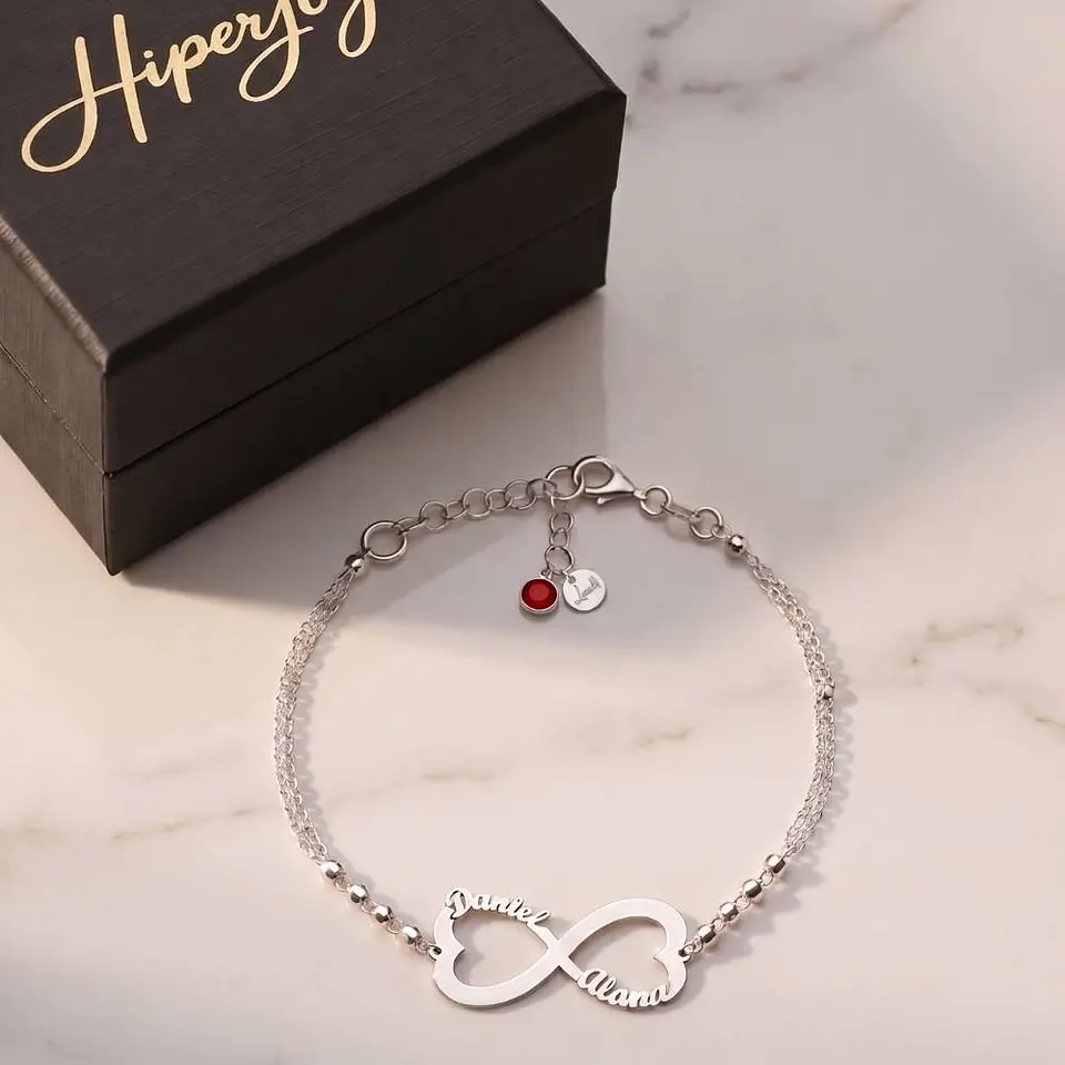 Pulsera personalizada infinito y nombres plata 6