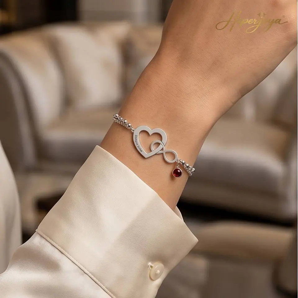 Pulsera personalizada corazón infinito plata 2