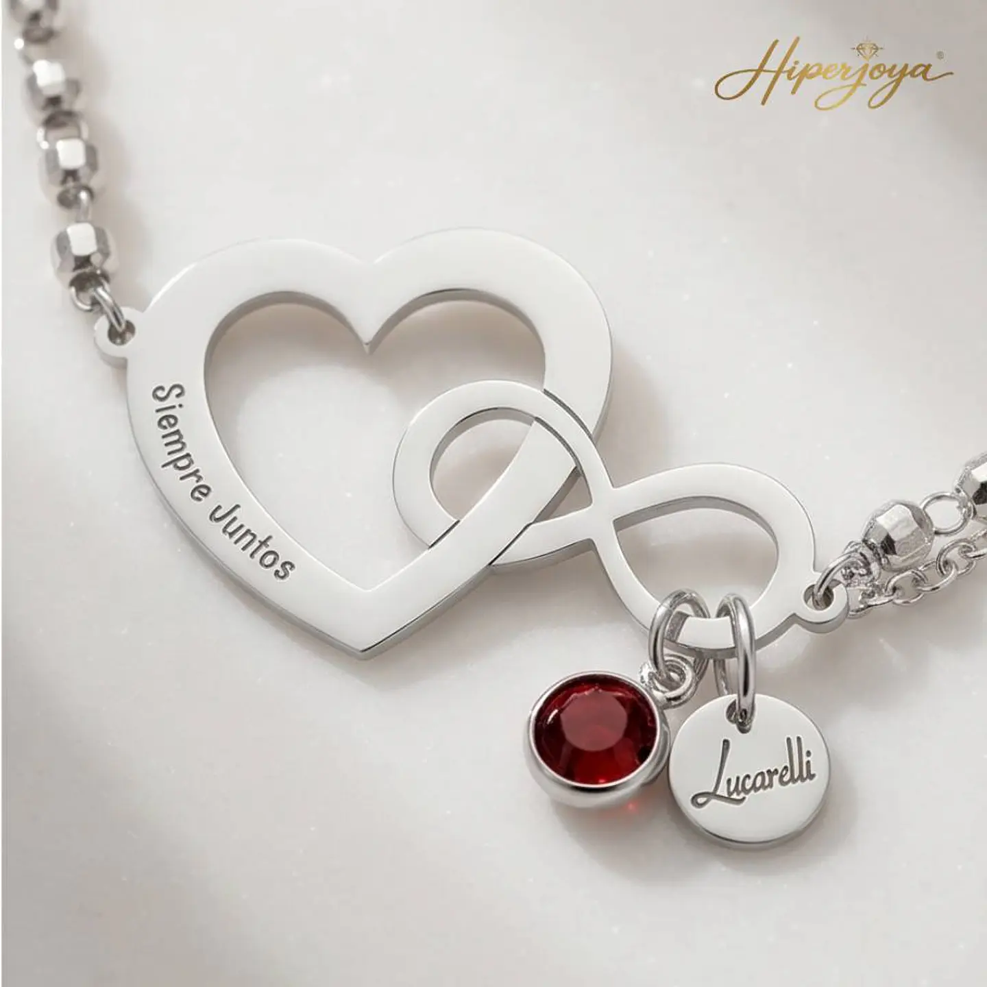 Pulsera personalizada corazón infinito plata 3