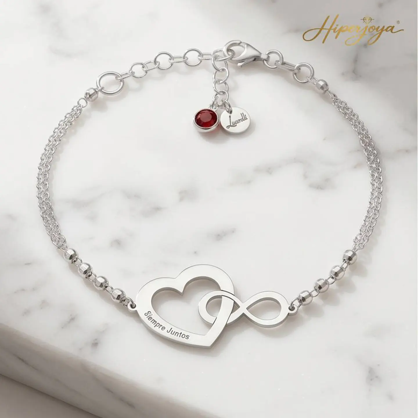 Pulsera personalizada corazón infinito plata 5