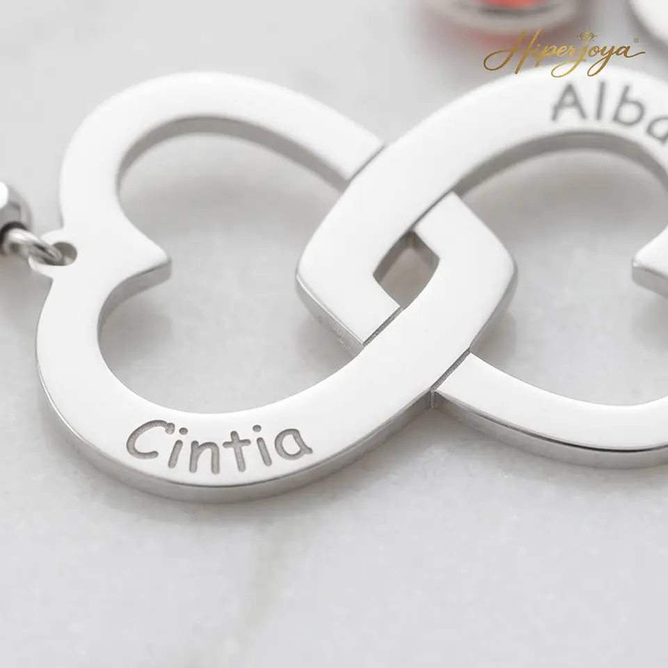 Pulsera personalizada corazones nombres plata 3