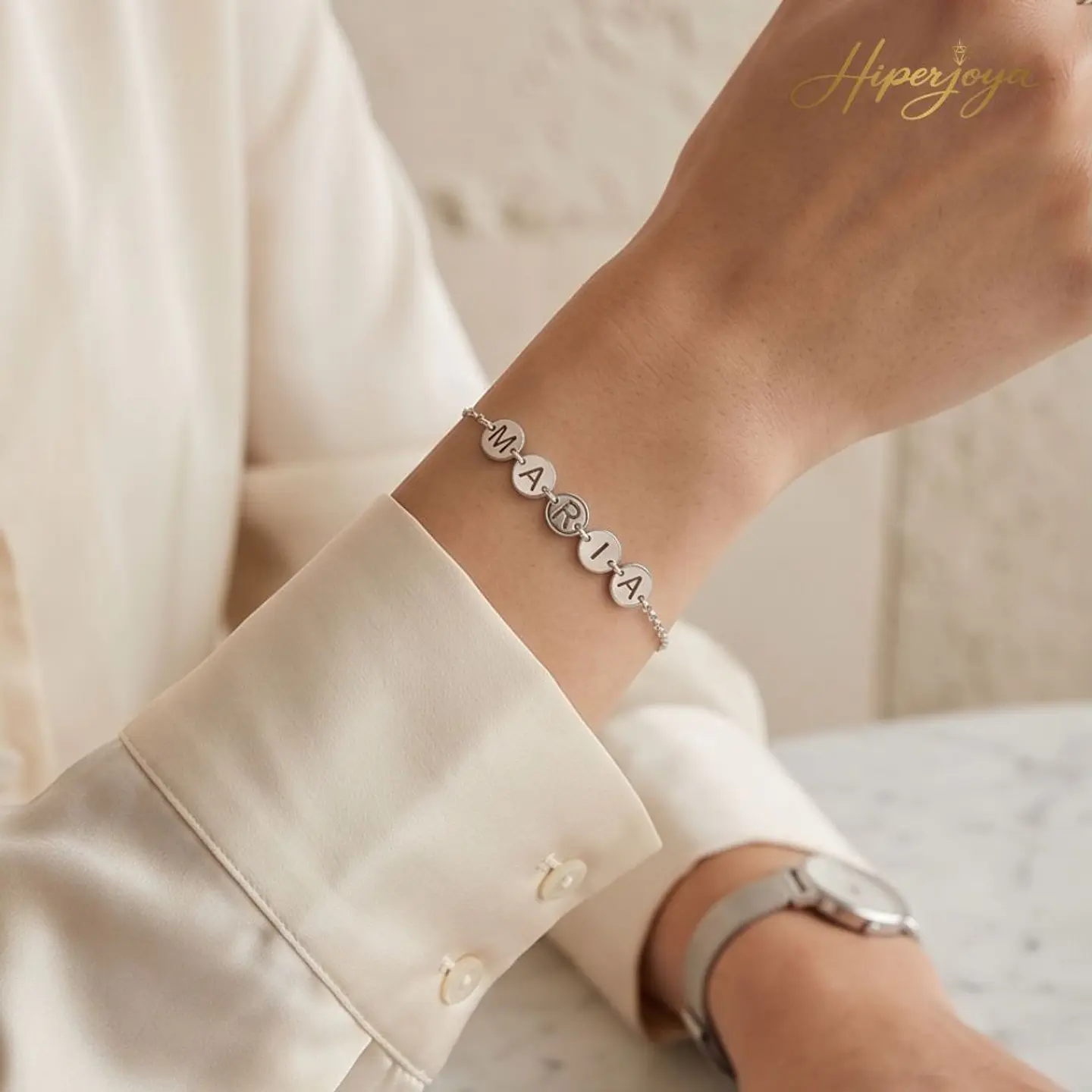 Pulsera letras nombre plata 2