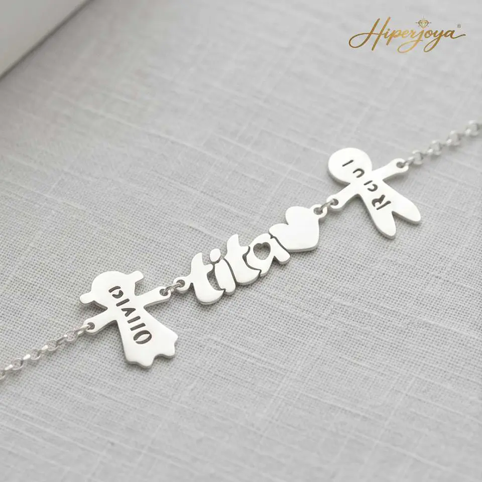 Pulsera personalizada tita y nombres de sobrinos plata 3