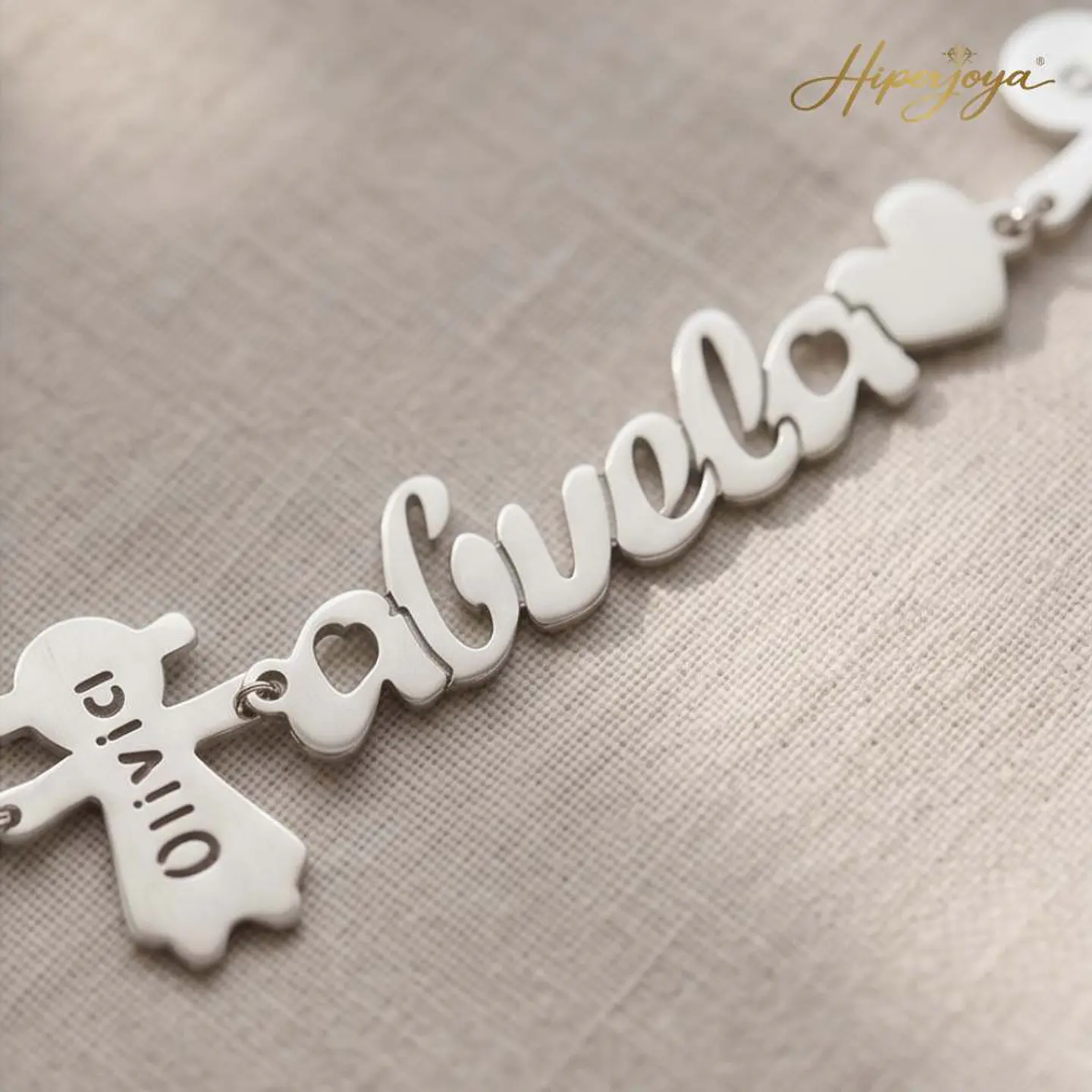 Pulsera personalizada abuela y nombres de nietos plata 3