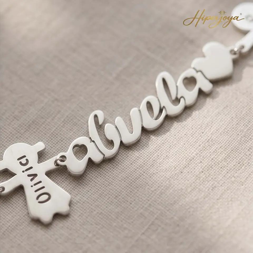 Pulsera personalizada abuela y nombres de nietos plata 3