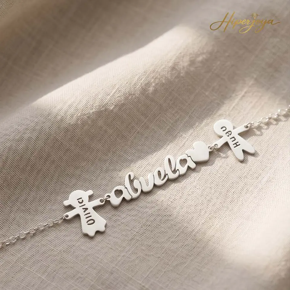 Pulsera personalizada abuela y nombres de nietos plata 4