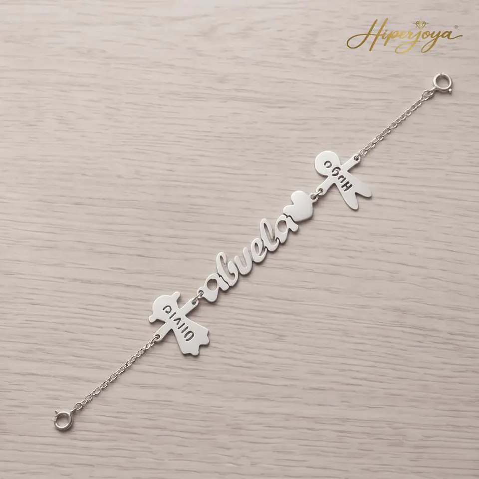 Pulsera personalizada abuela y nombres de nietos plata 6