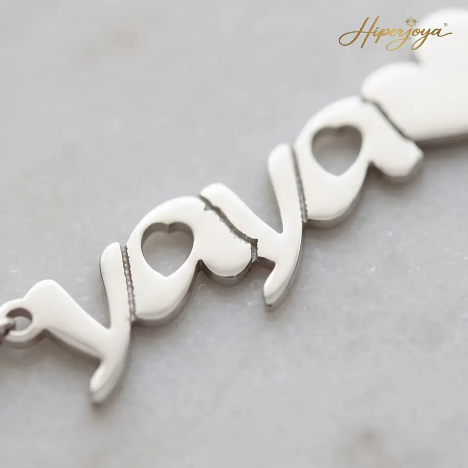 Pulsera personalizada yaya y nombres de nietos plata 3