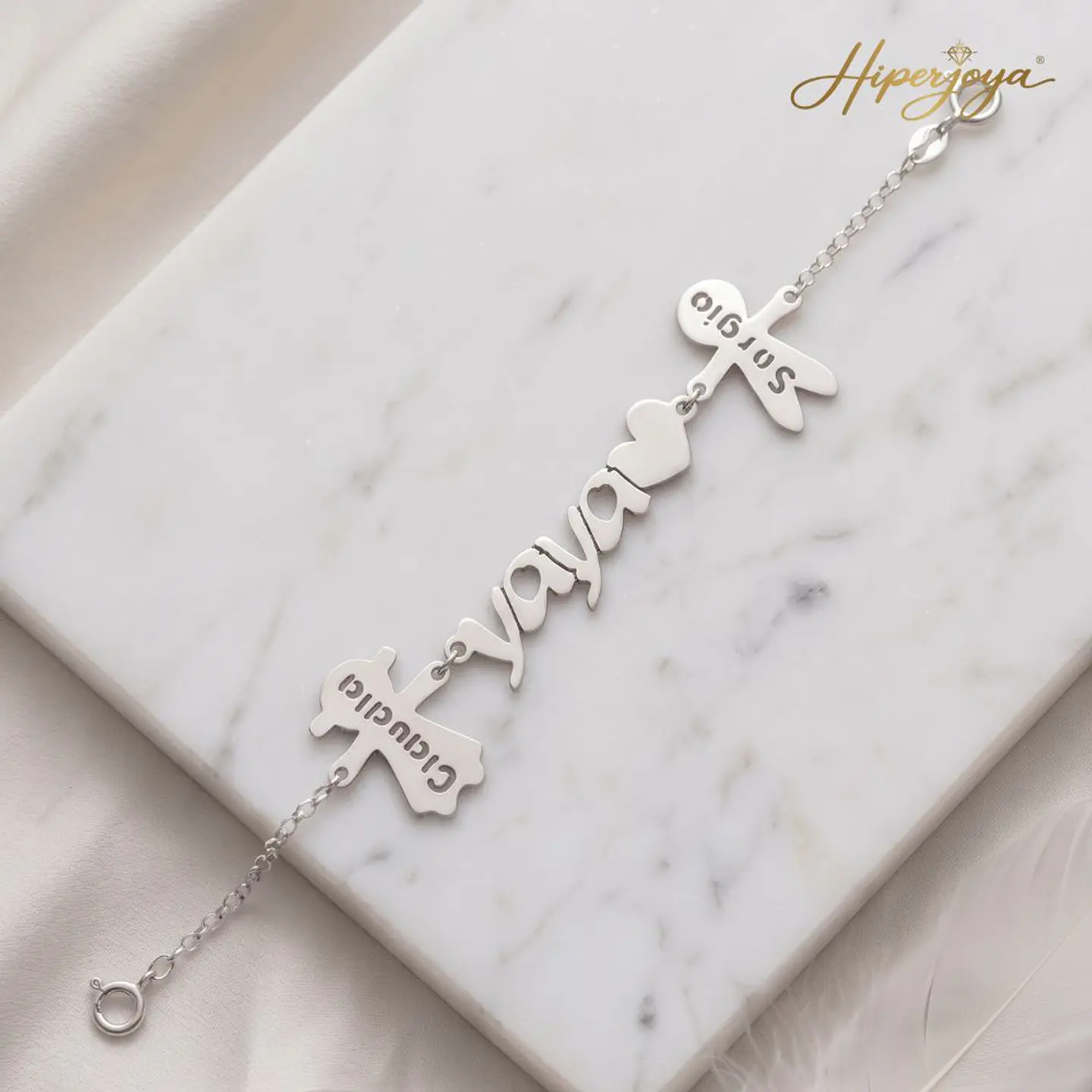 Pulsera personalizada yaya y nombres de nietos plata 5