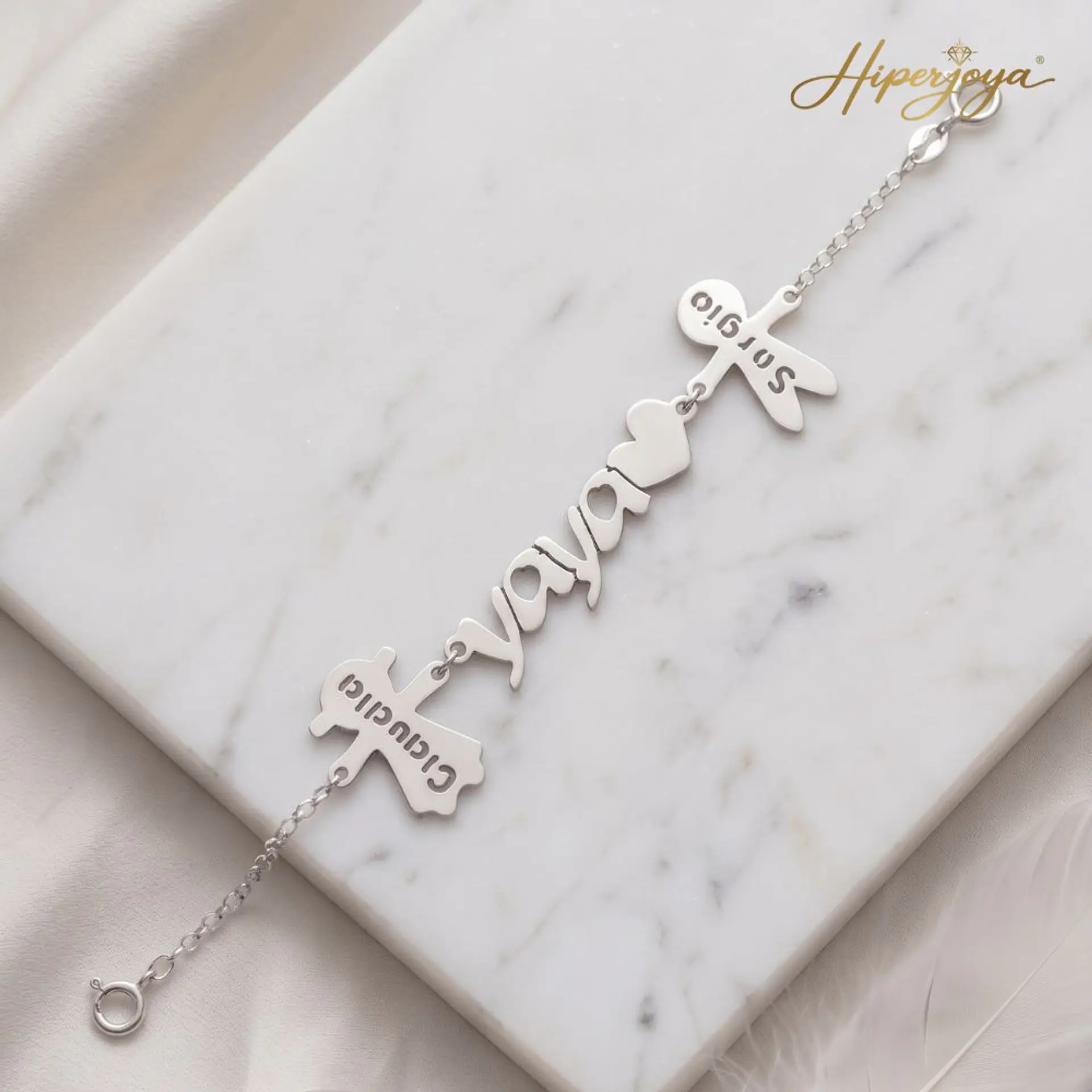 Pulsera personalizada yaya y nombres de nietos plata 5