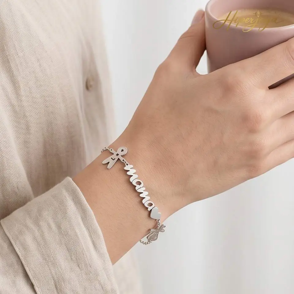 Pulsera personalizada mamá y nombres de hijos plata 2