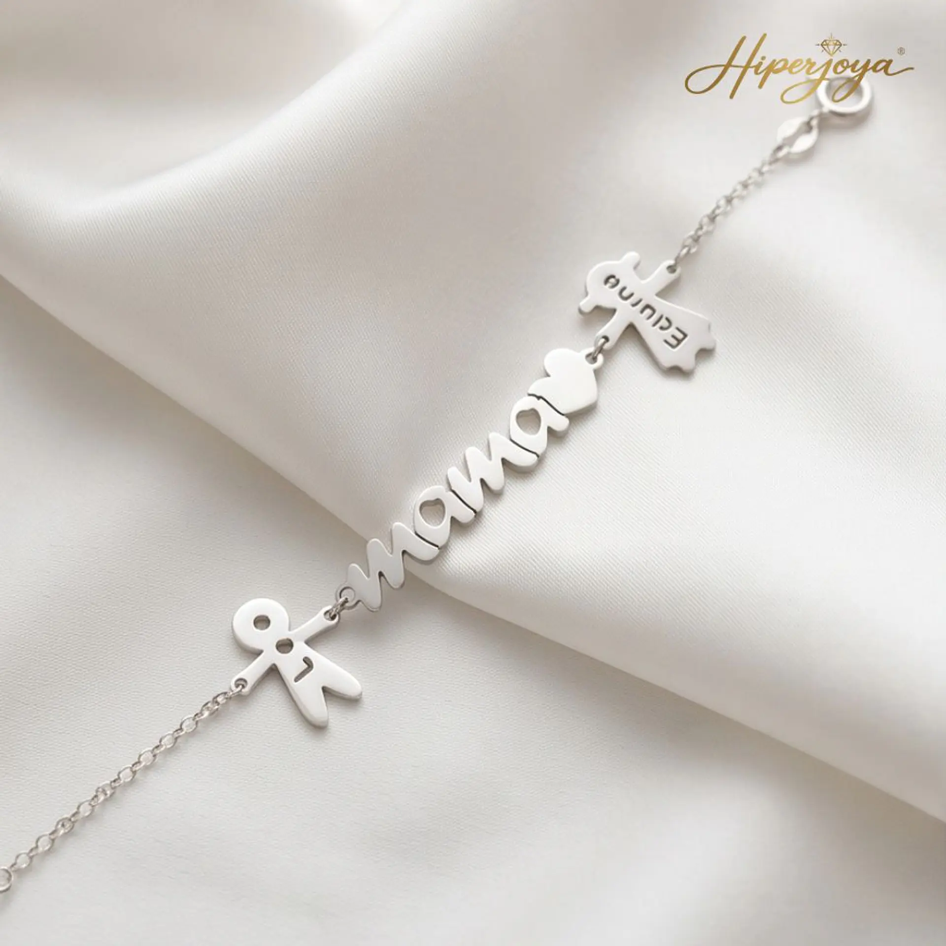 Pulsera personalizada mamá y nombres de hijos plata 3