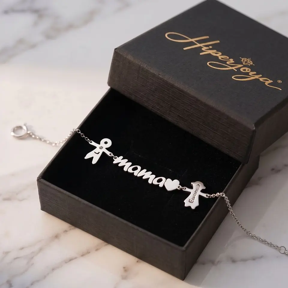 Pulsera personalizada mamá y nombres de hijos plata 6