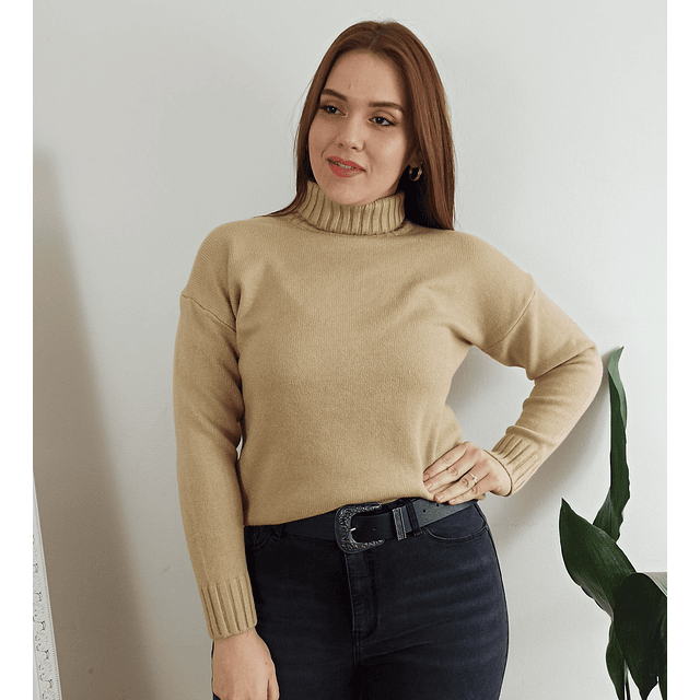 Sweater grueso cuello alto mujer