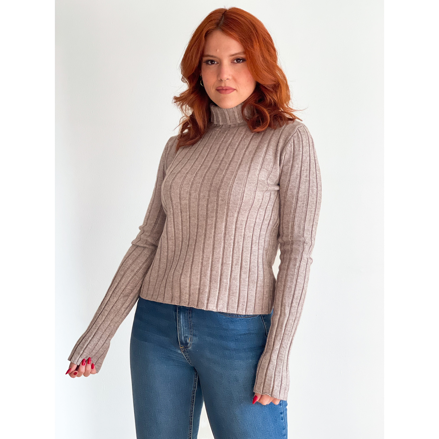 Sweater cuello alto mujer diseño terra 2