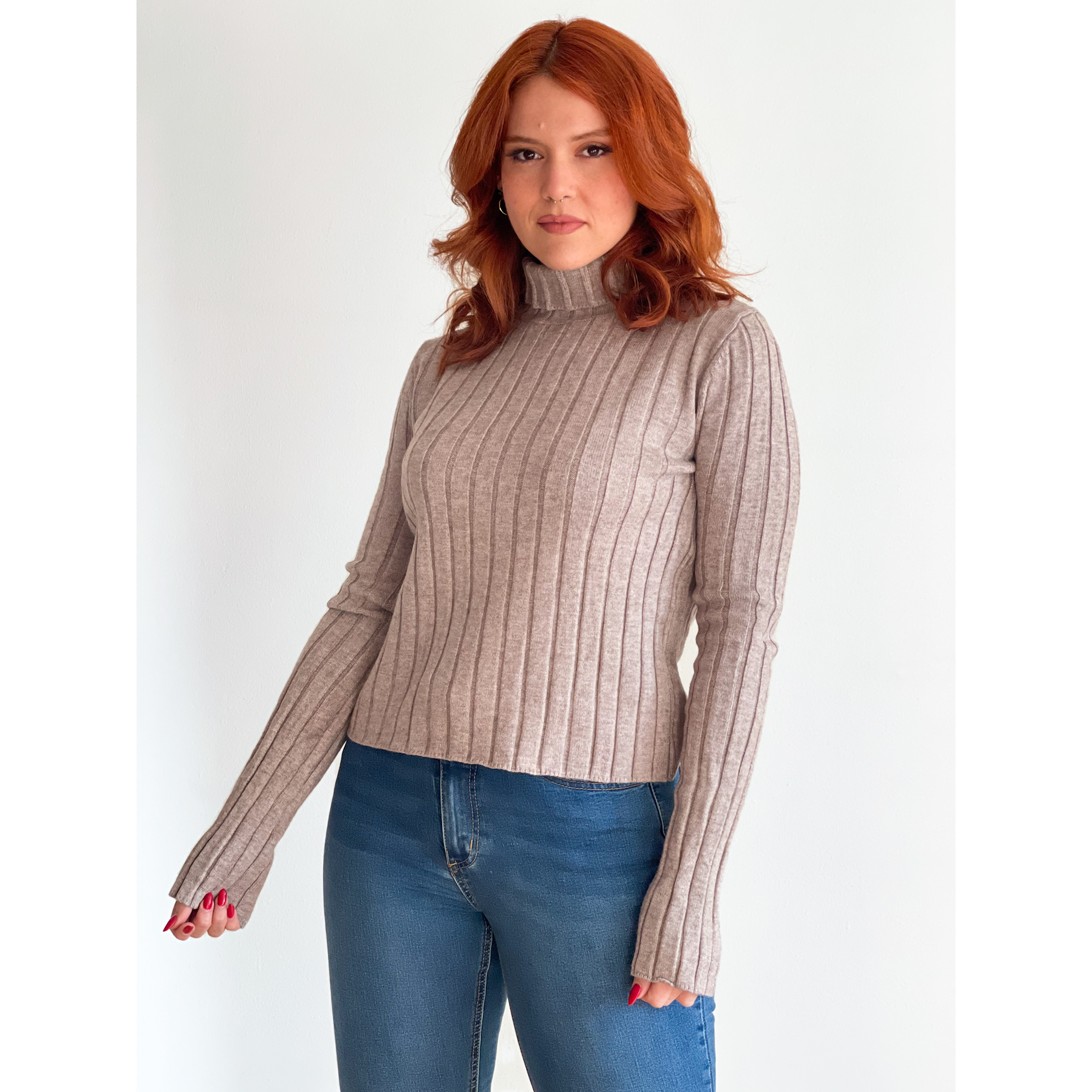 Sweater cuello alto mujer diseño terra 2