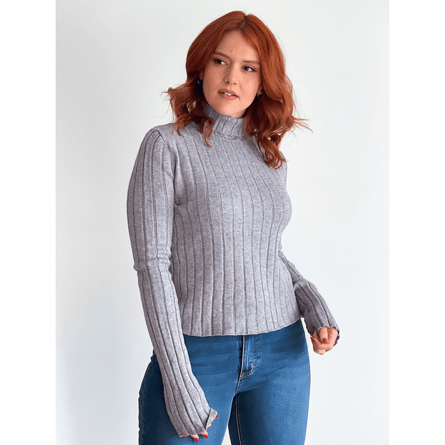 Sweater cuello alto mujer diseño terra