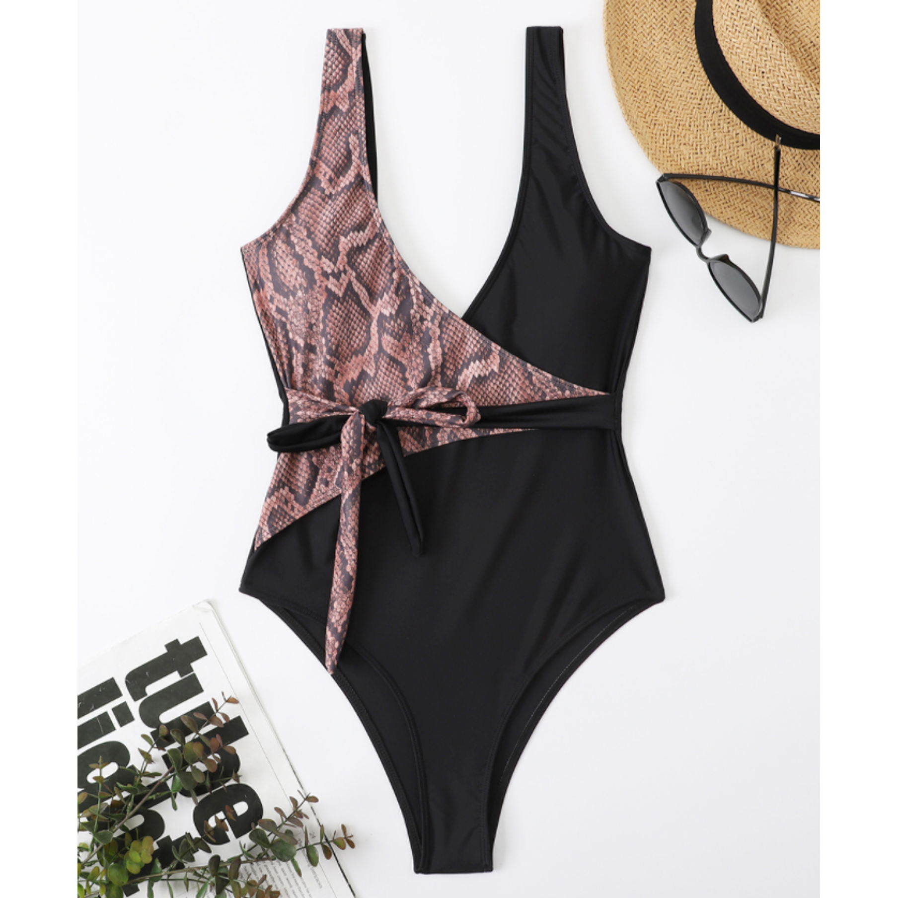Traje de baño cruzado Snake negro 3