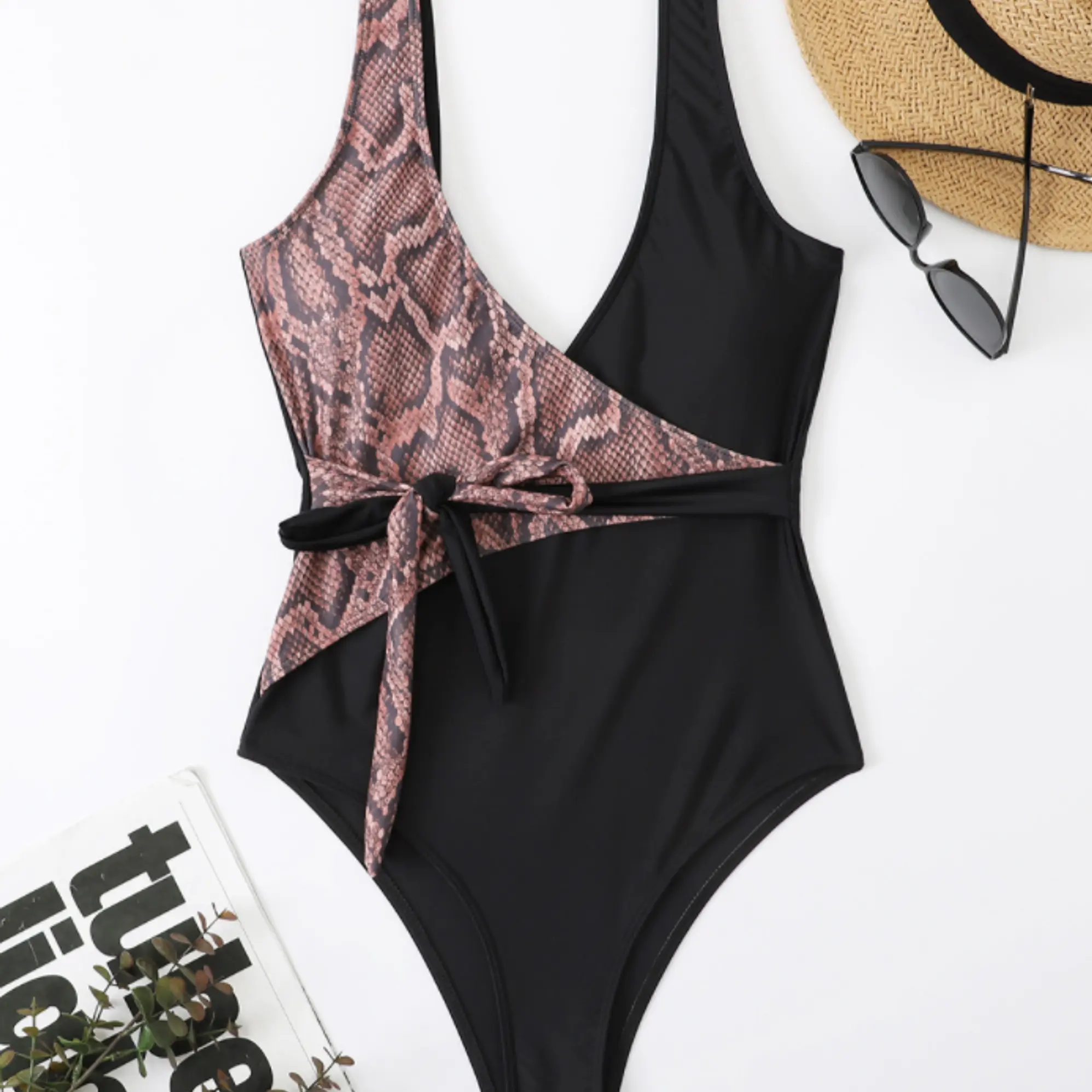 Traje de baño cruzado Snake negro 3