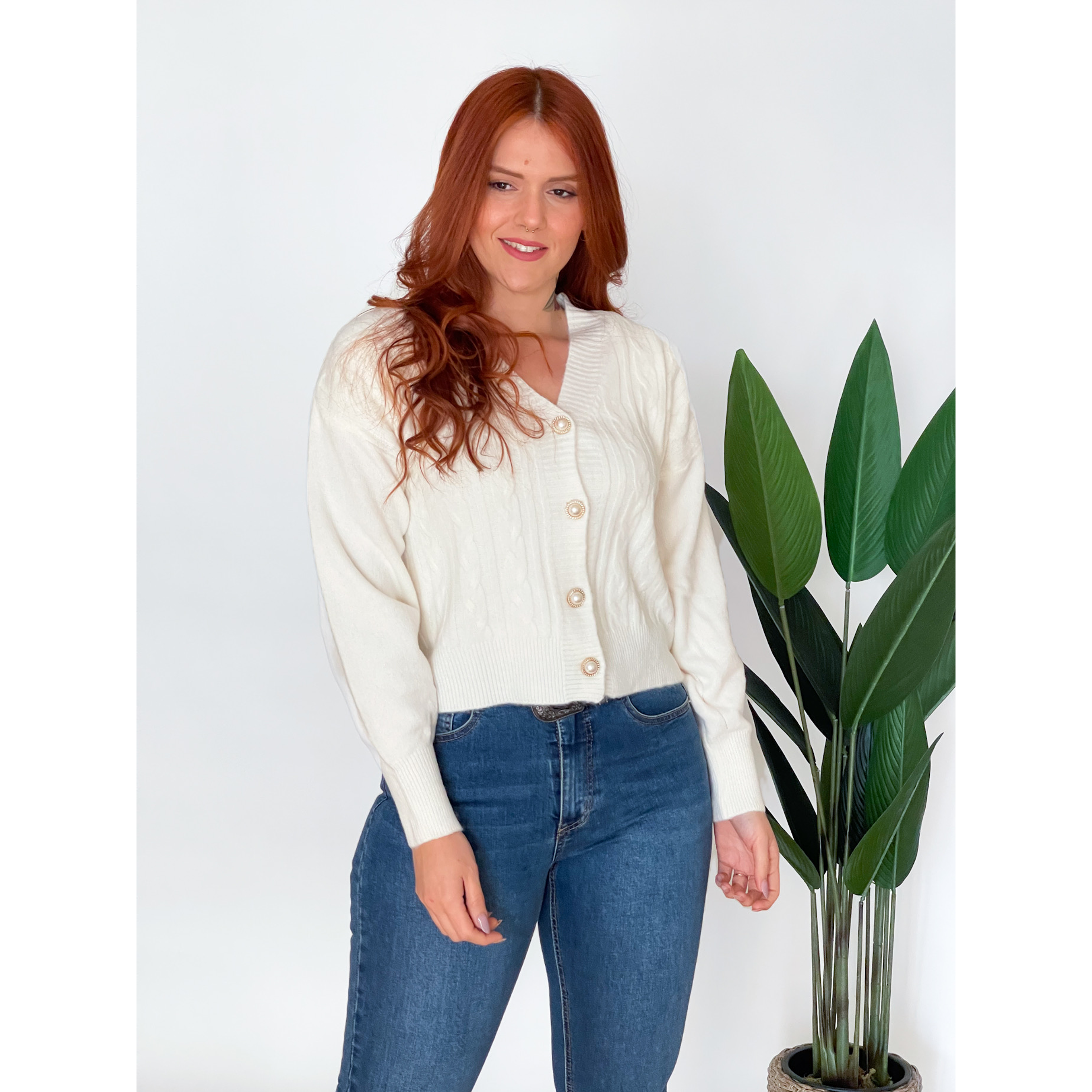 Chaleco botones colores líneas y trenzas 16