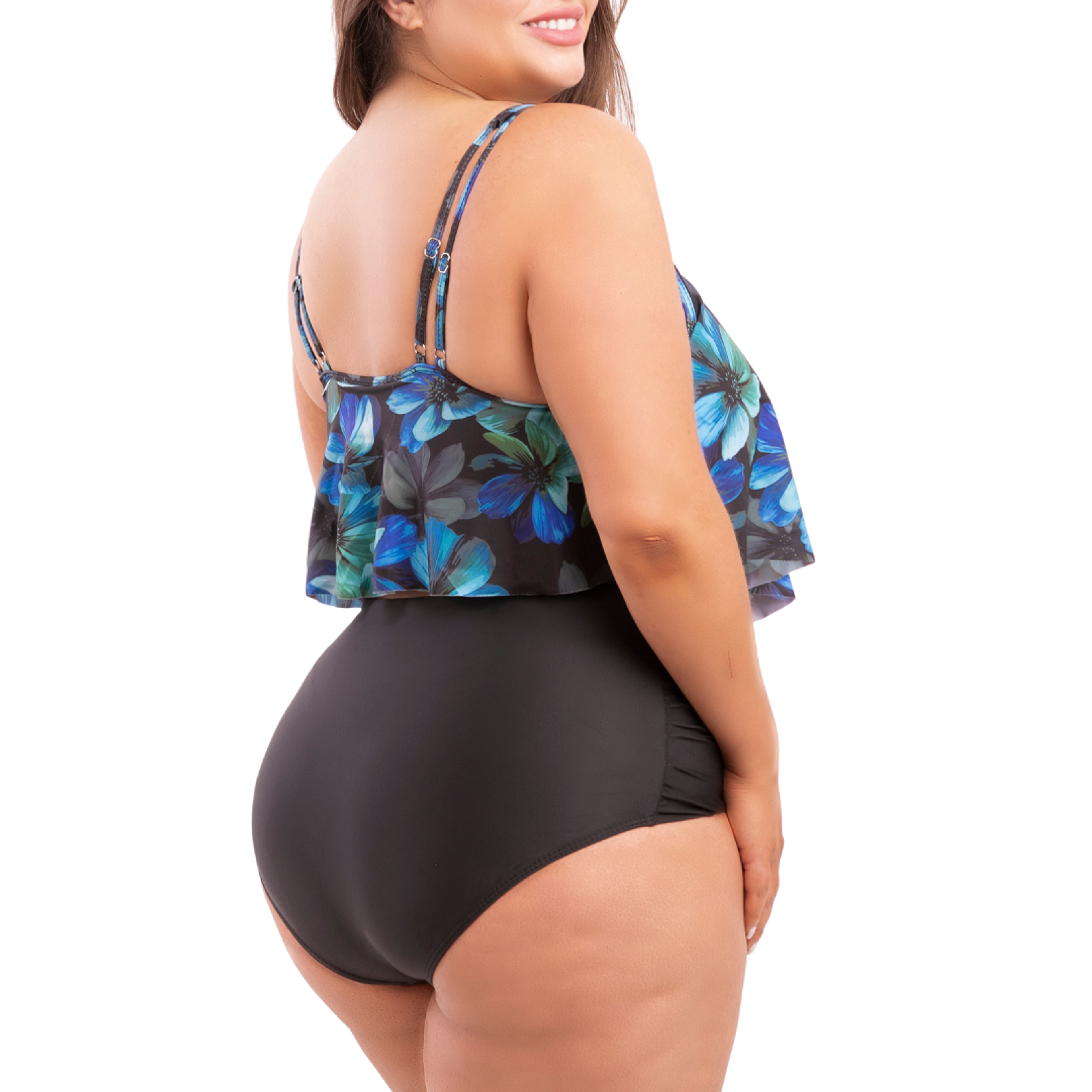 Bikini tiro alto top en punta Floral Noelia 3