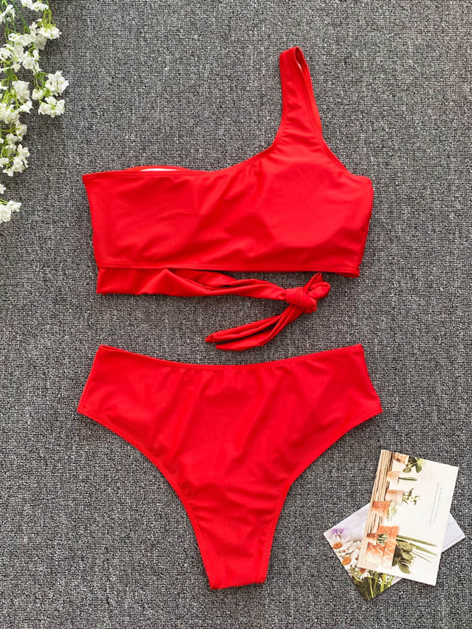 Bikini tiro medio Asimétrico colores 6