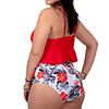 Bikini tiro alto Top Ruffle Rojo