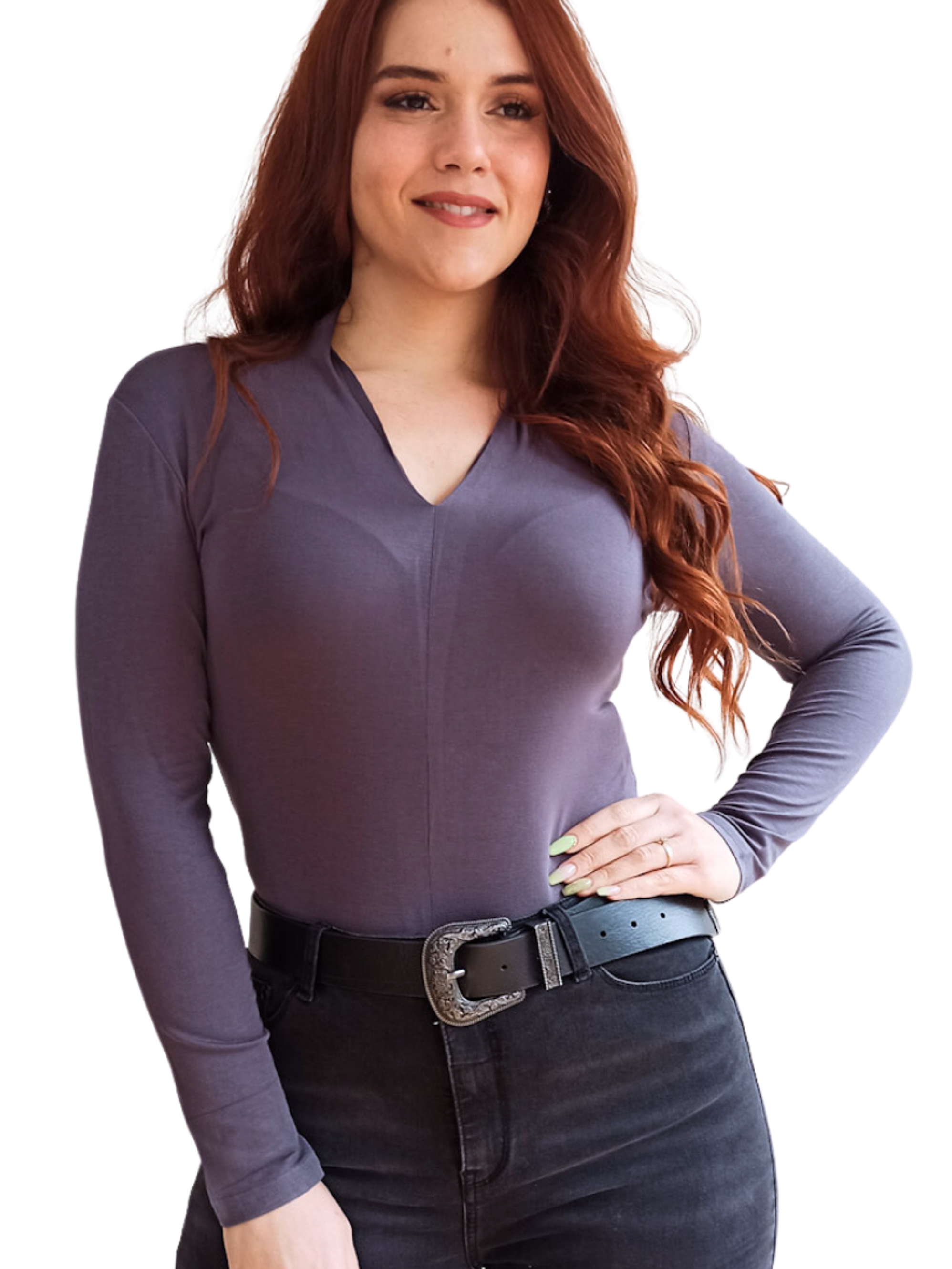 Body mujer manga larga colores escote V 1