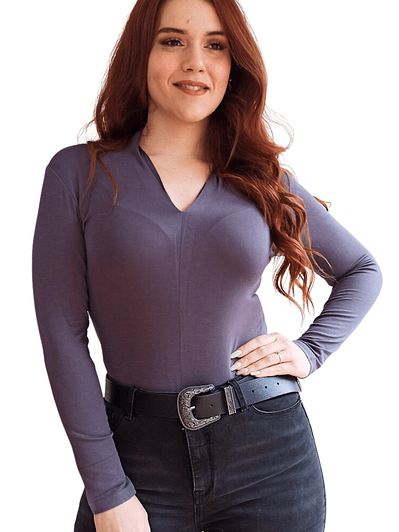 Body mujer manga larga colores escote V