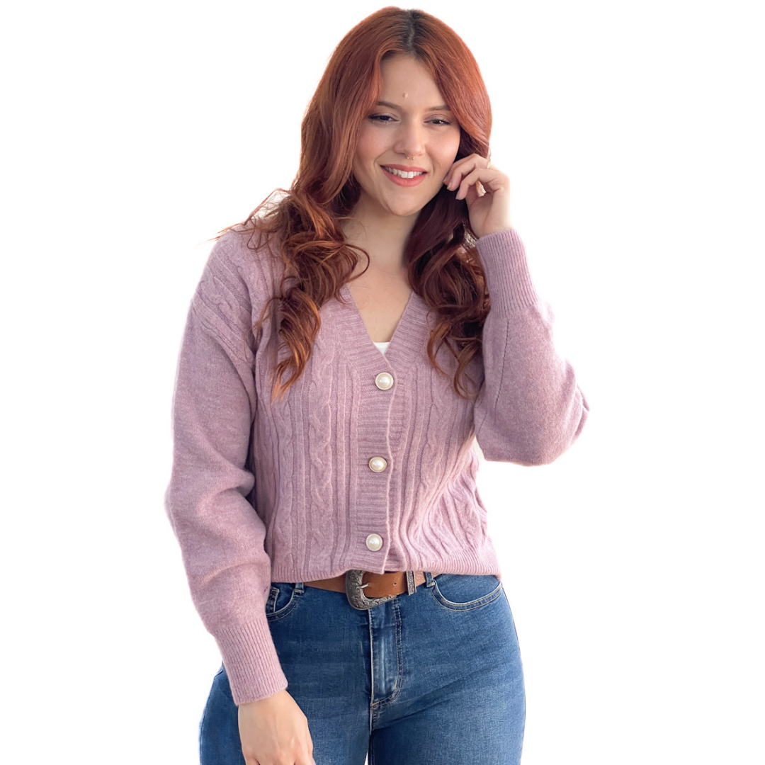 Chaleco botones colores líneas y trenzas