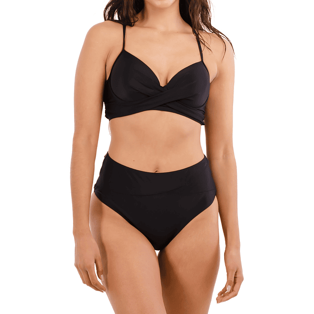 Bikini tiro alto clásico Up Negro