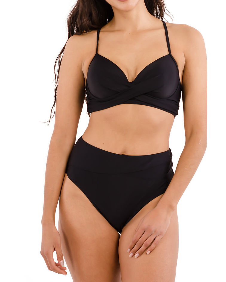 Bikini tiro alto clásico Up Negro