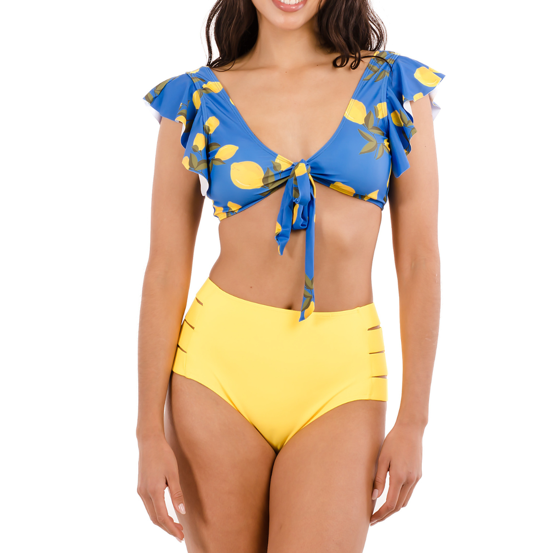 Bikini tiro alto Lemon Cut Out 1