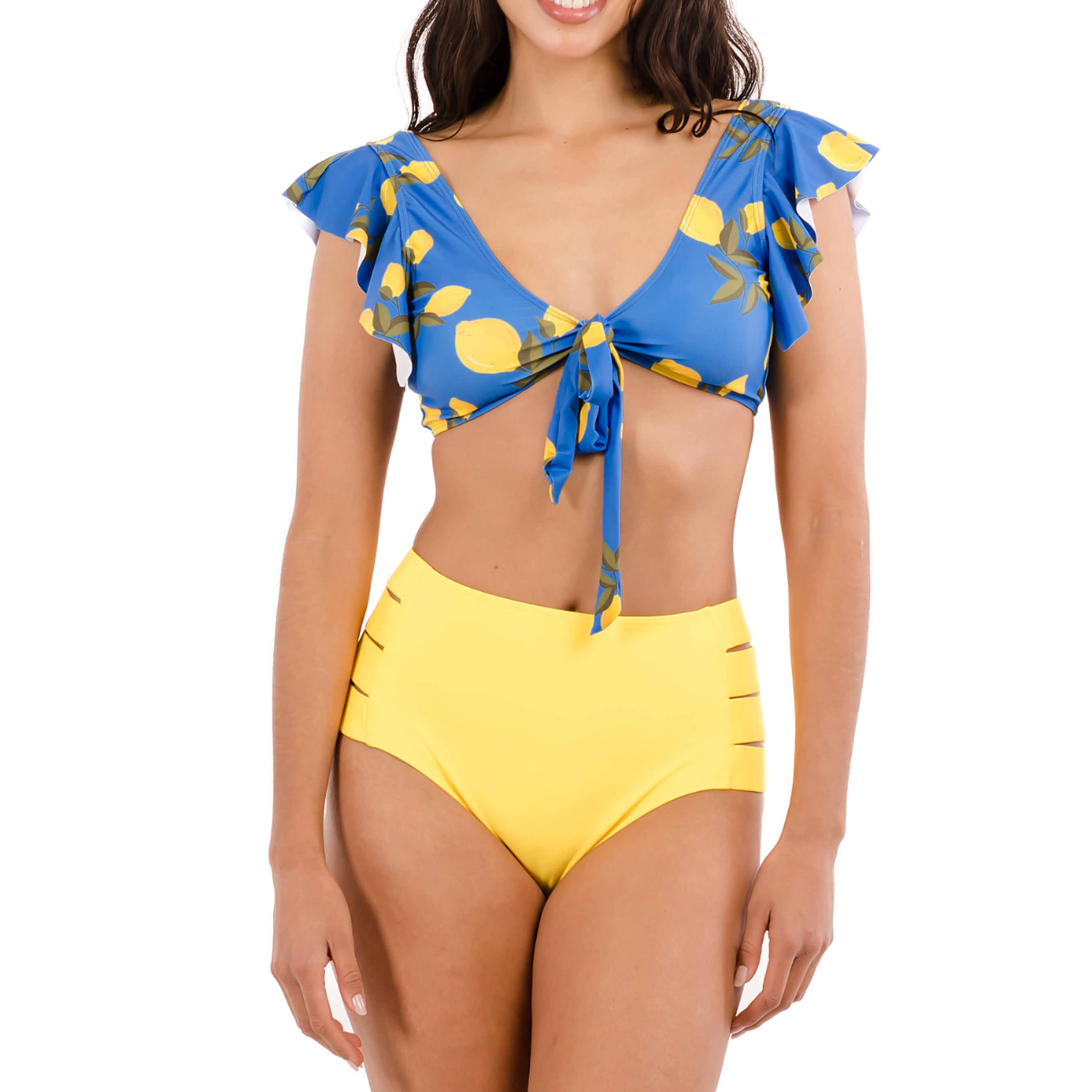 Bikini tiro alto Lemon Cut Out 1