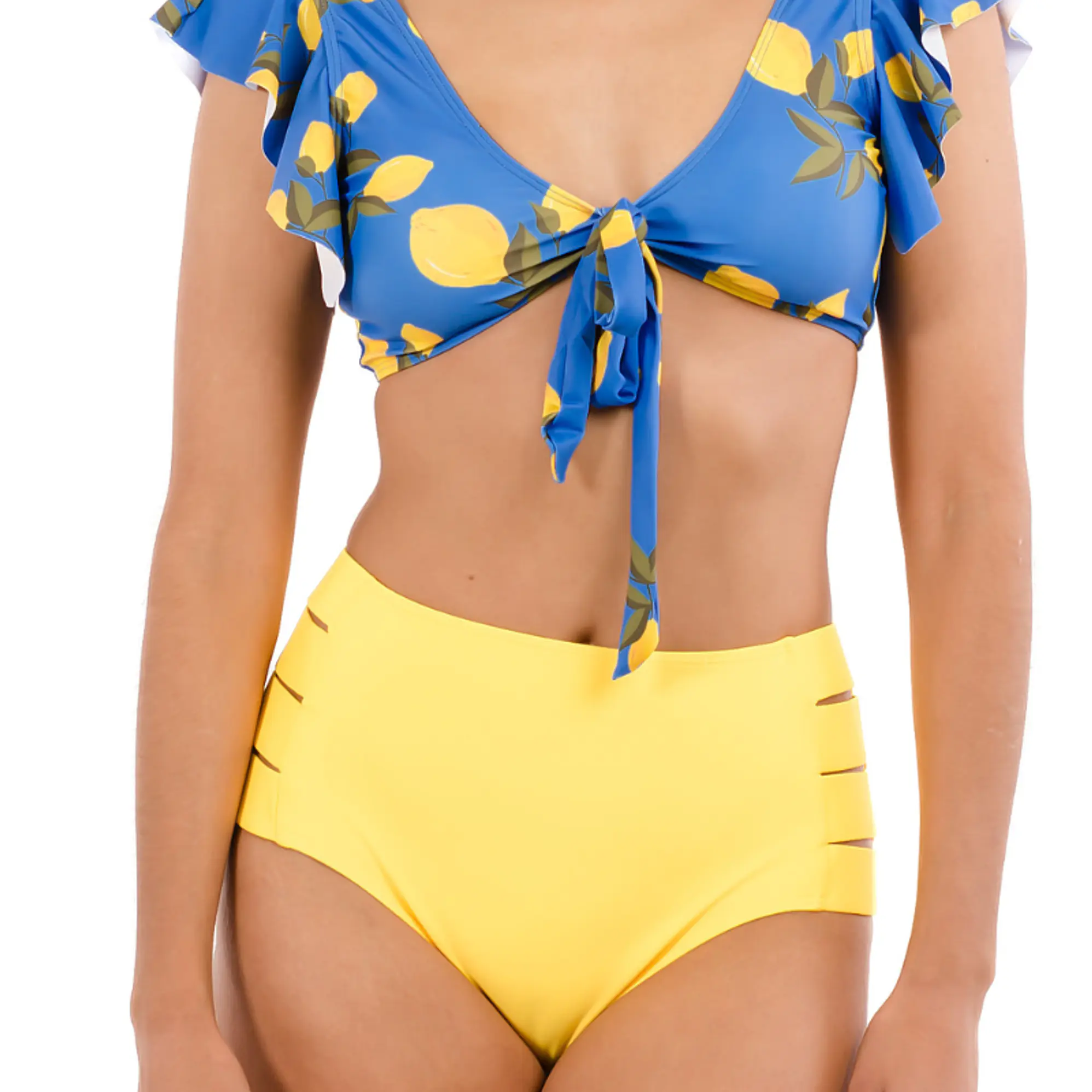 Bikini tiro alto Lemon Cut Out 1